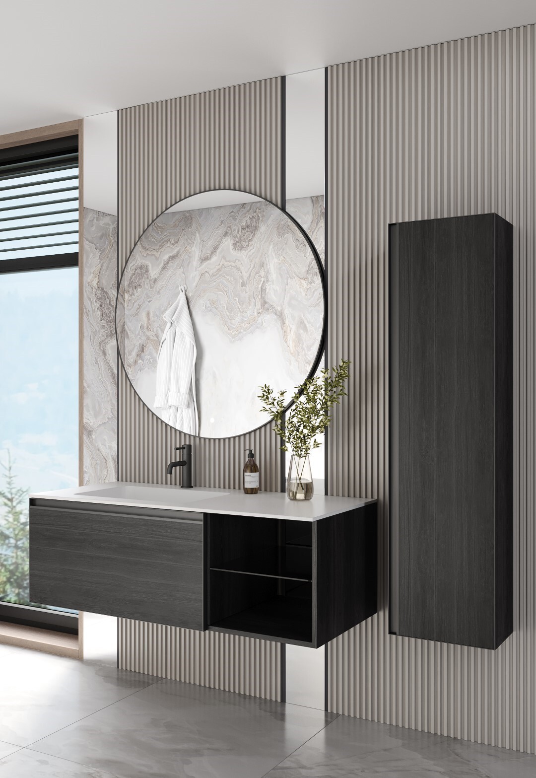 Тумба с раковиной 120 см ArmadiArt Quatro 790-M6-120-OA-A/793-120-W-A
