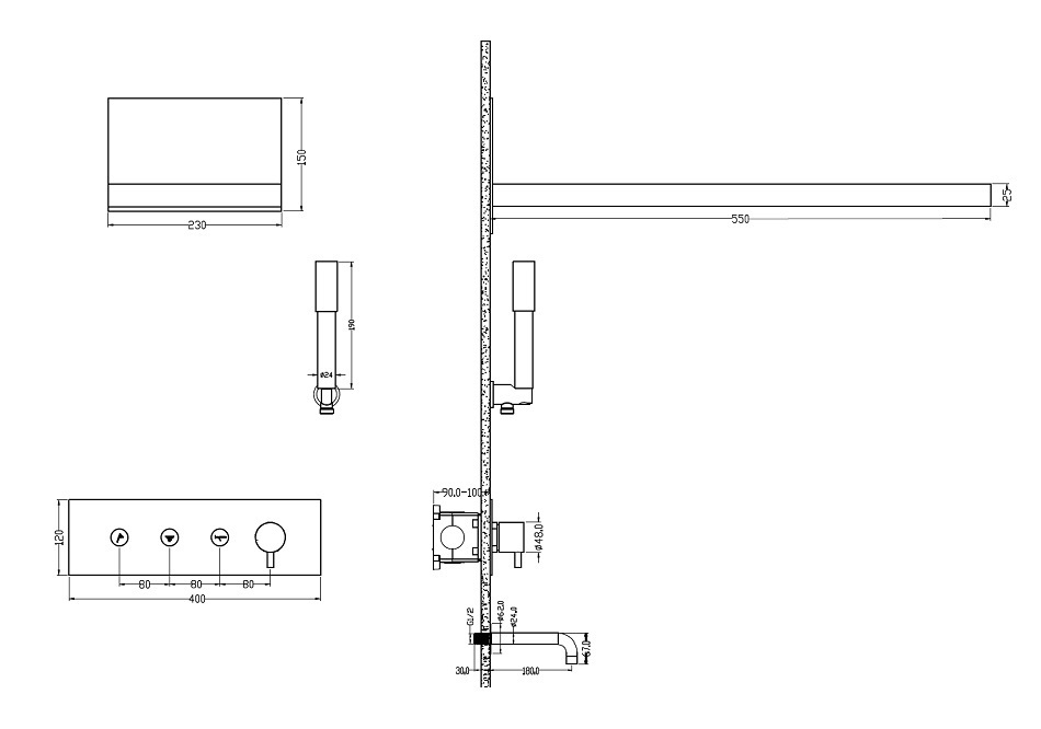 Встраиваемая душевая система Boheme Fusion 130-2-CR