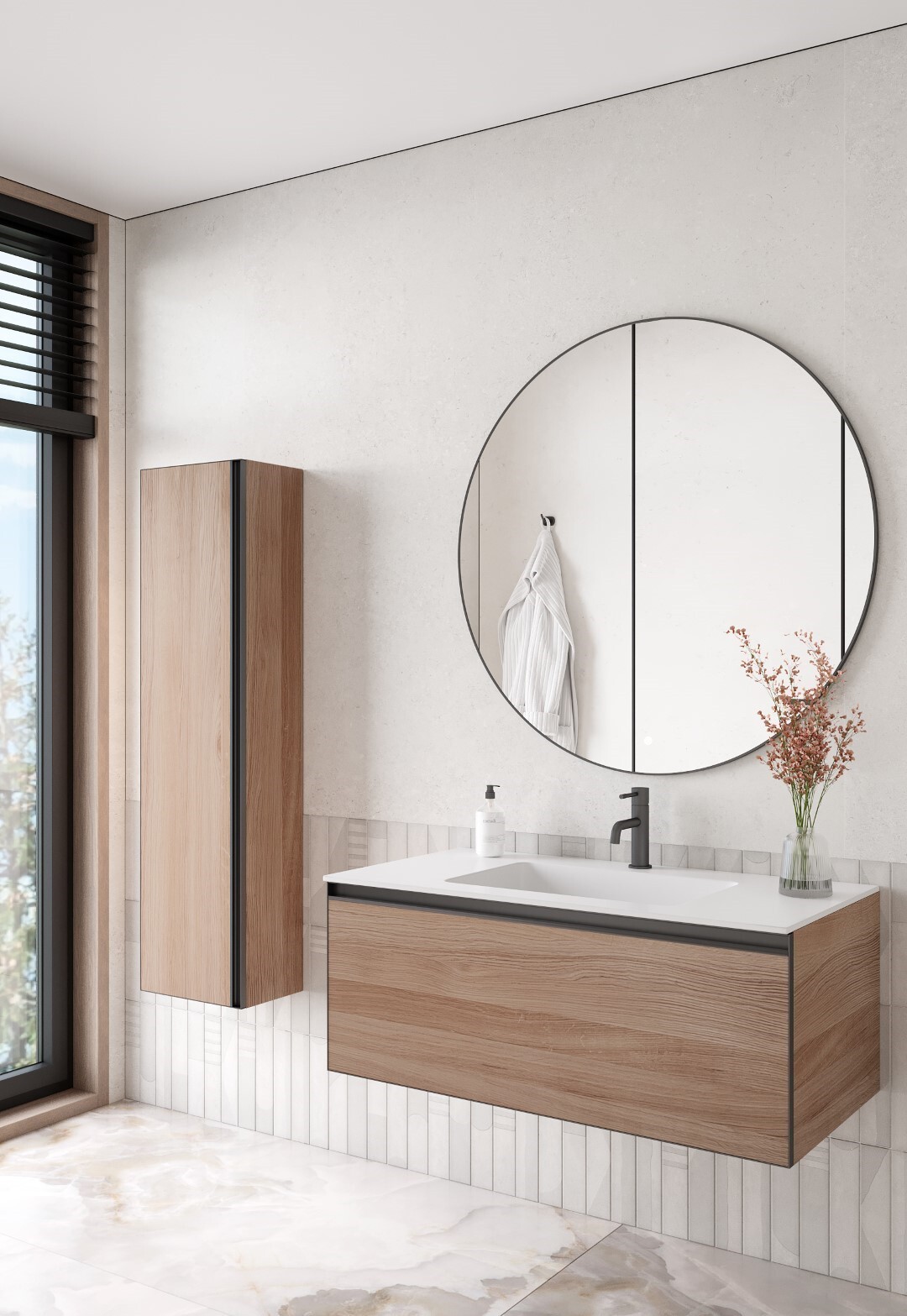 Тумба с раковиной 100 см ArmadiArt Quatro 790-M1-100-W-A/793-100-W-A