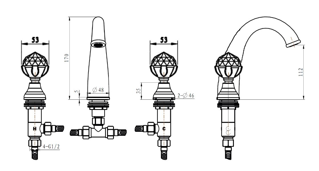 Смеситель для раковины Boheme Brillante 357