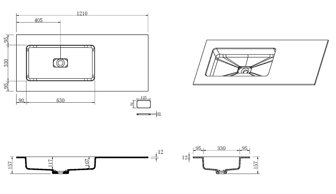 Раковина 120 см ArmadiArt Quatro 793-120-A-L