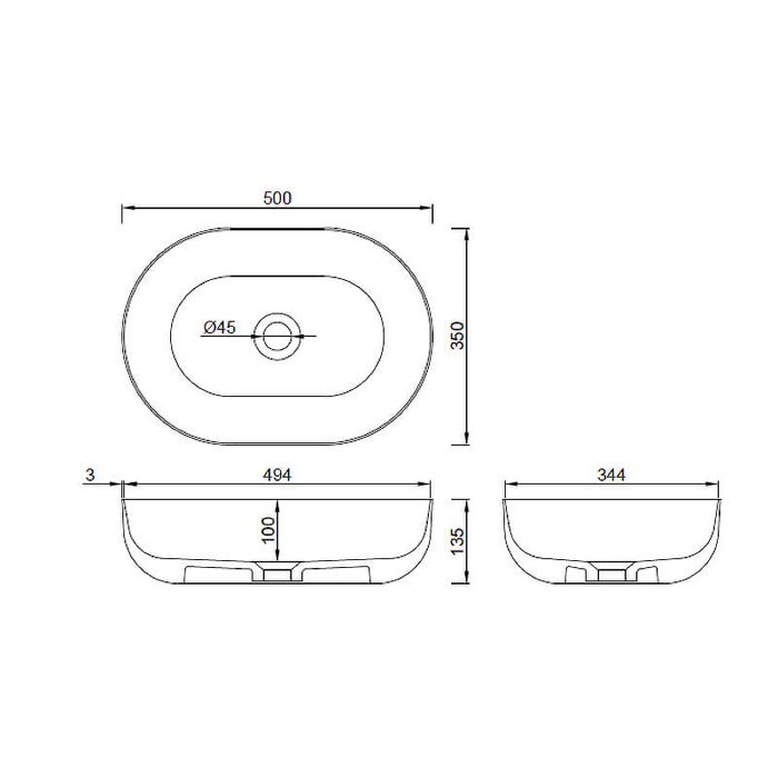 Раковина накладная 50 см ArmadiArt Corian Slim 879-50