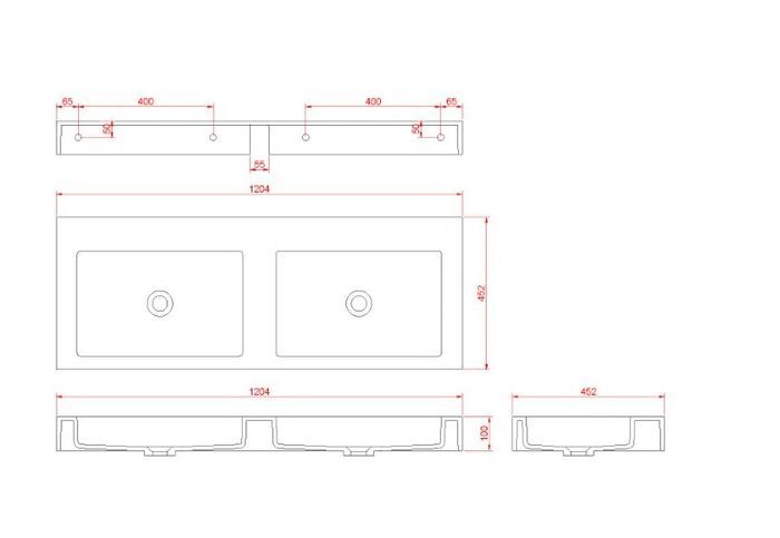 Раковина 120 см ArmadiArt Flat 888-120