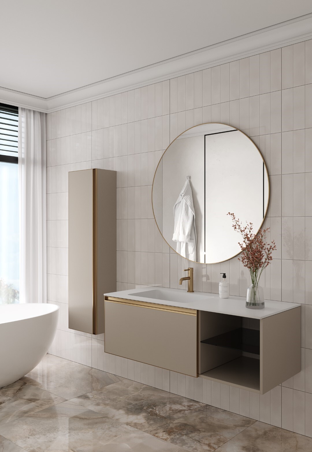 Тумба с раковиной 120 см ArmadiArt Quatro 790-M6-120-D-MG/793-120-W-A