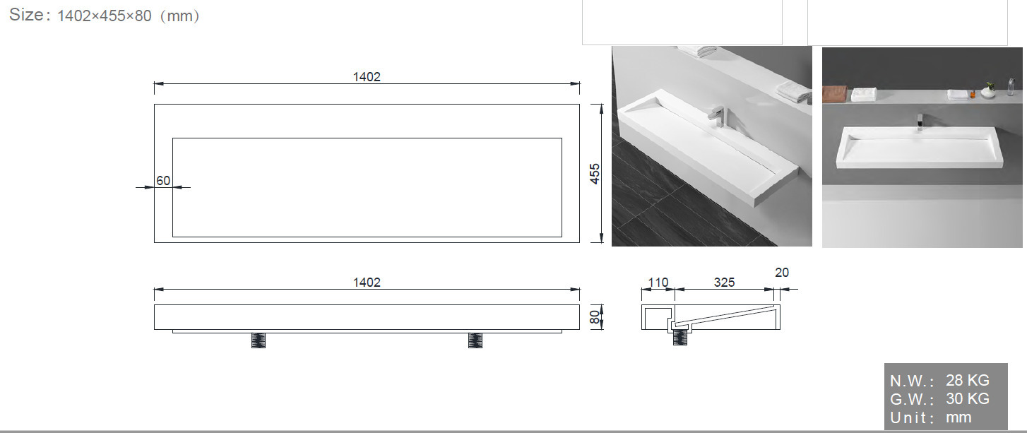 Раковина 140 см ArmadiArt Flat 859-140