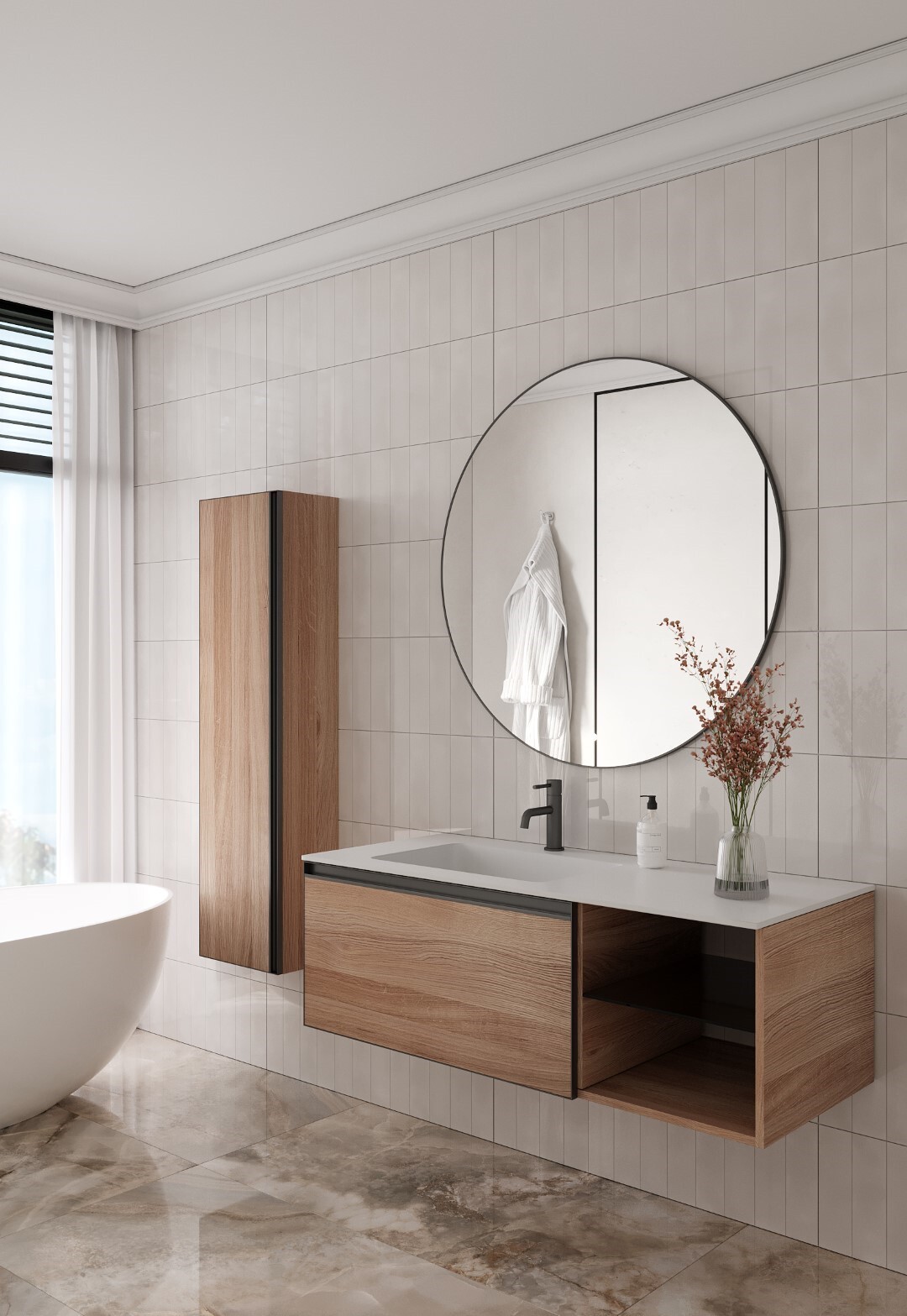Тумба с раковиной 120 см ArmadiArt Quatro 790-M6-120-W-A/793-120-W-A