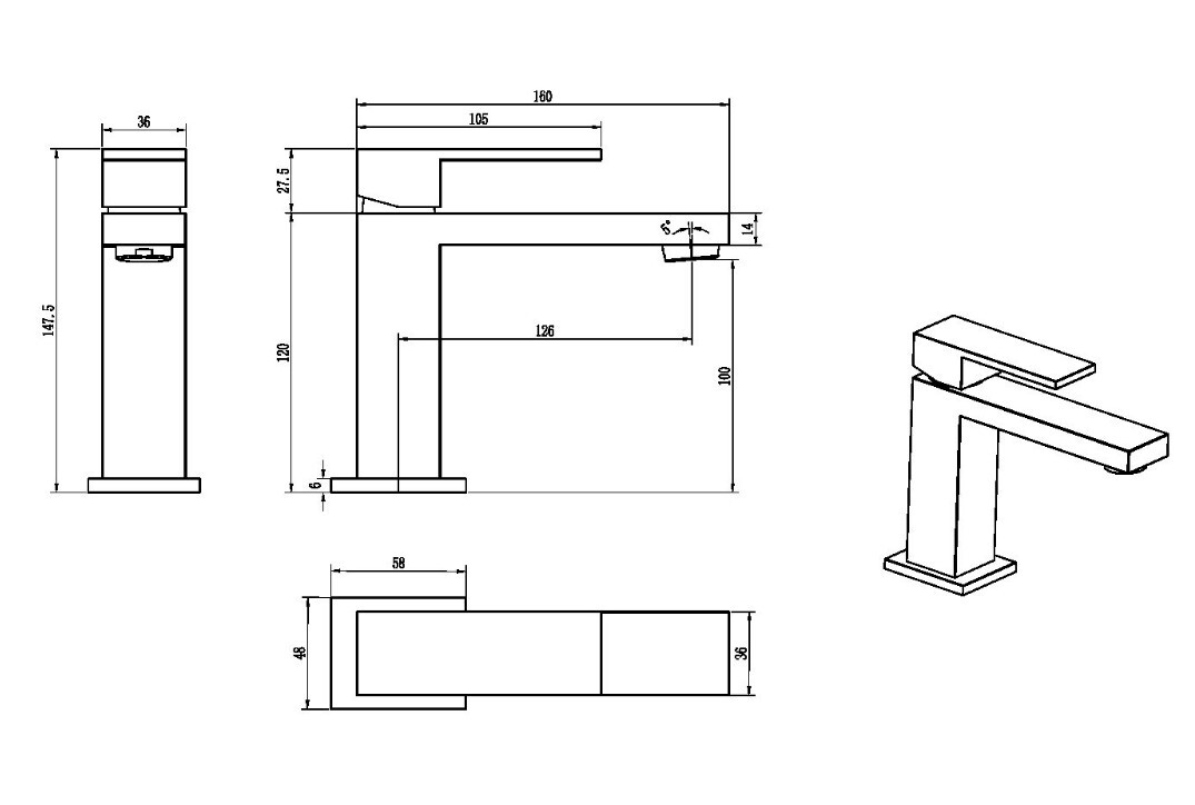 Смеситель для раковины Boheme Qubic 471-B