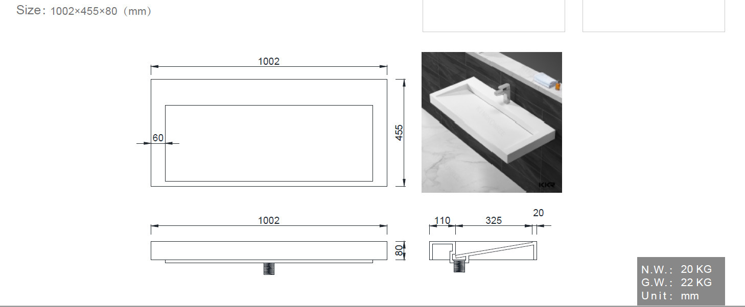 Раковина 100 см ArmadiArt Flat 859-100