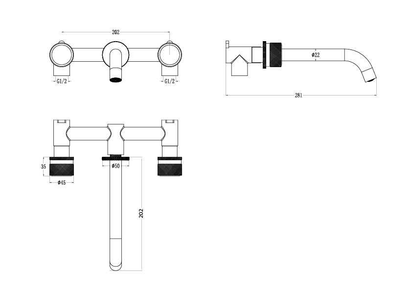 Смеситель для раковины Boheme Stick 152-2-GM.1