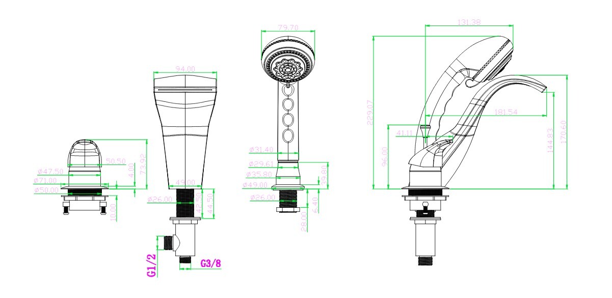 Смеситель на борт ванны Boheme Aquadesign 390