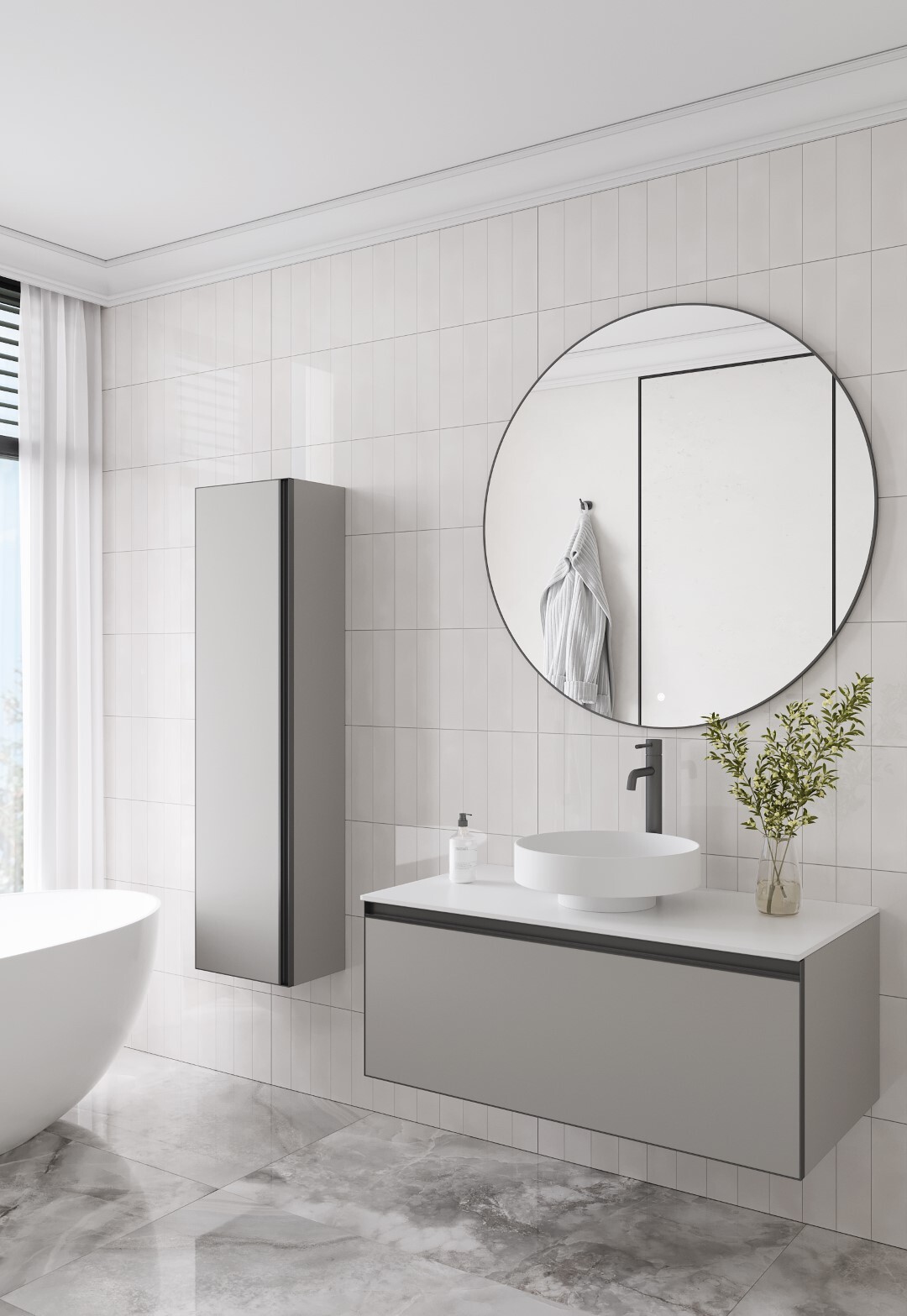 Тумба с раковиной 100 см ArmadiArt Quatro 790-M1-100-L-A/792-100-W/801-MW