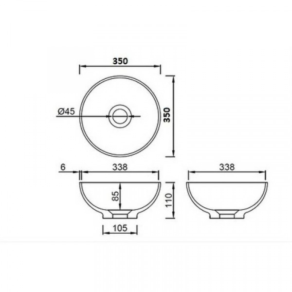 Раковина накладная Ø35 см ArmadiArt Corian Slim 879-35