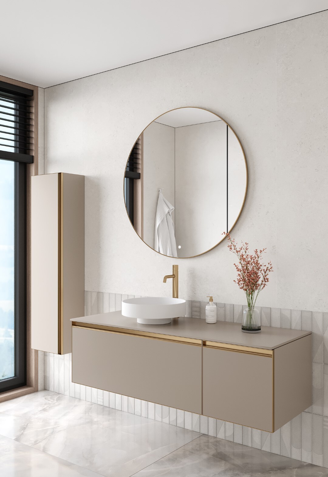 Тумба с раковиной 140 см ArmadiArt Quatro 790-M2-140-D-MG/792-140-D/801-R-MW