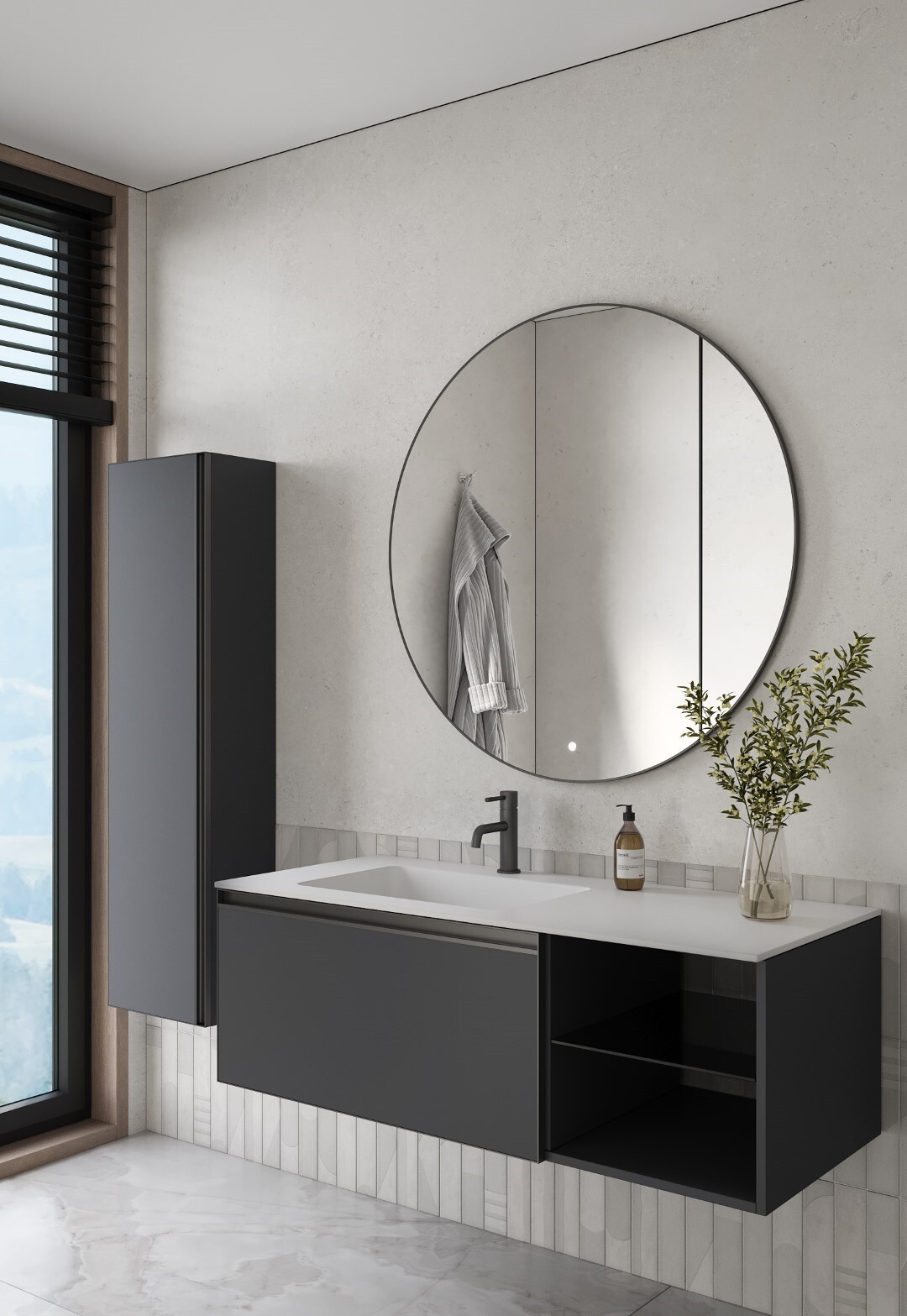 Тумба с раковиной 120 см ArmadiArt Quatro 790-M6-120-A-A/793-120-W-A