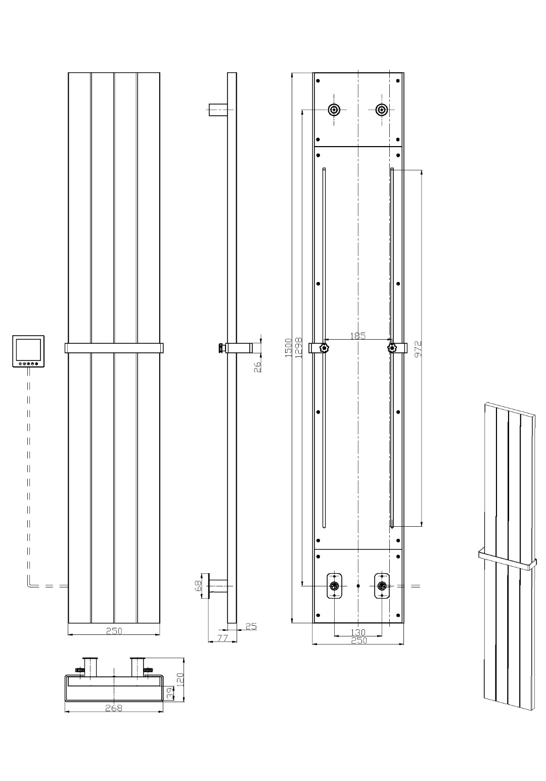 Полотенцесушитель электрический Boheme Flat 725-MG