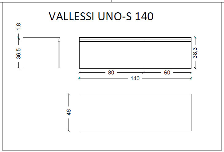 Тумба под столешницу 140 см ArmadiArt Vallessi Uno-S 897-140-DG