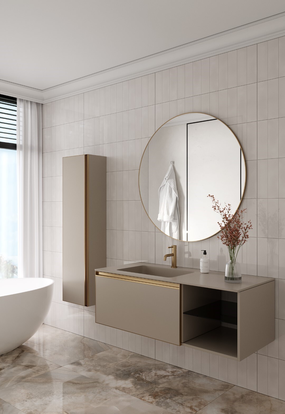Тумба с раковиной 120 см ArmadiArt Quatro 790-M6-120-D-MG/793-120-D-L