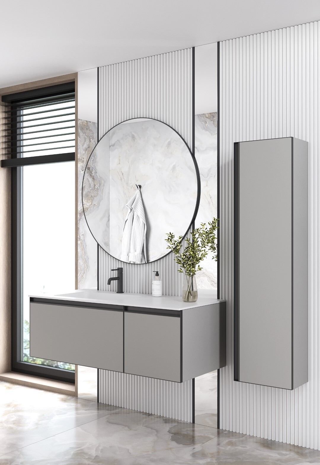 Тумба с раковиной 120 см ArmadiArt Quatro 790-M2-120-L-A/793-120-W-A