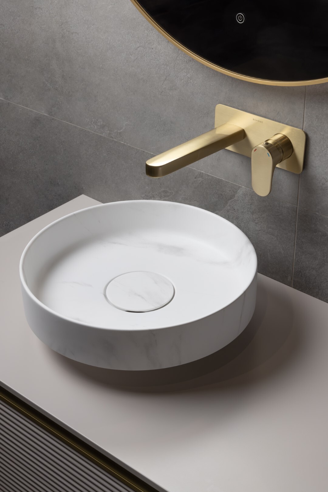 Раковина накладная Ø40 см ArmadiArt Sole Corian 801-CLCT