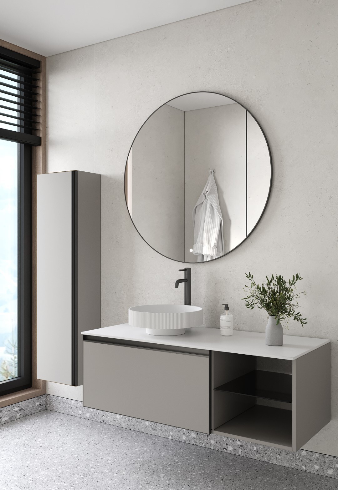 Тумба с раковиной 120 см ArmadiArt Quatro 790-M6-120-L-A/792-120-W/801-R-MW