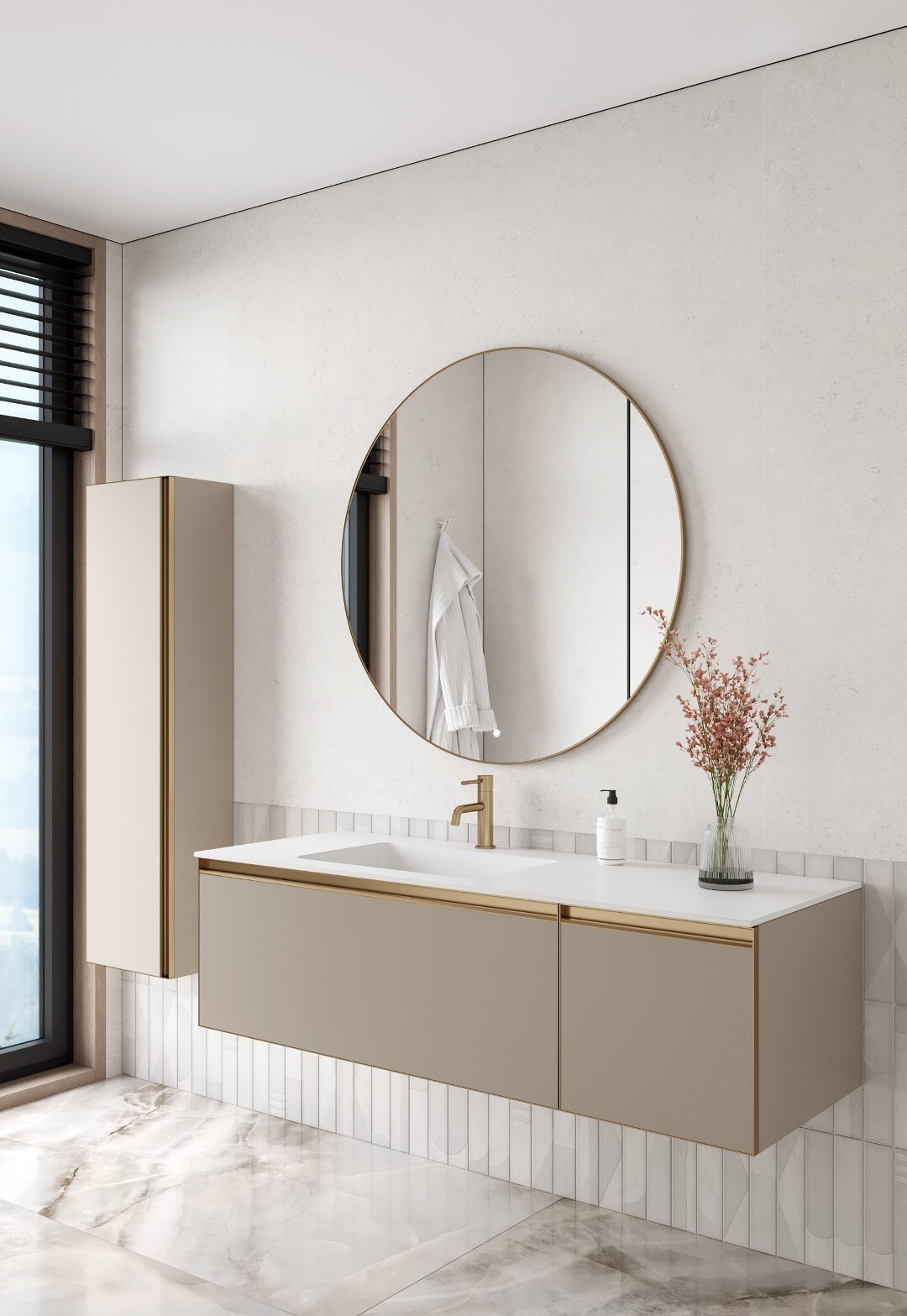 Тумба с раковиной 140 см ArmadiArt Quatro 790-M2-140-D-MG/793-140-W-A