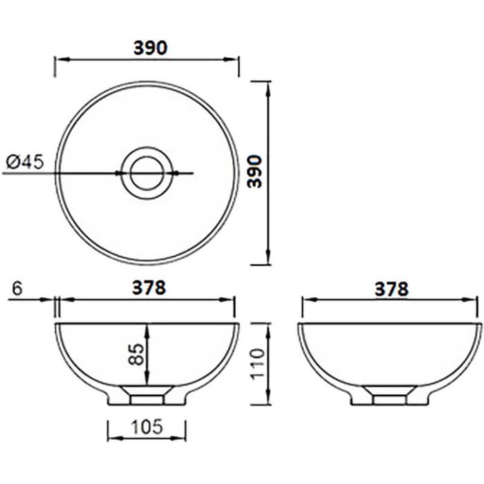 Раковина накладная Ø39 см ArmadiArt Corian Slim 879-39