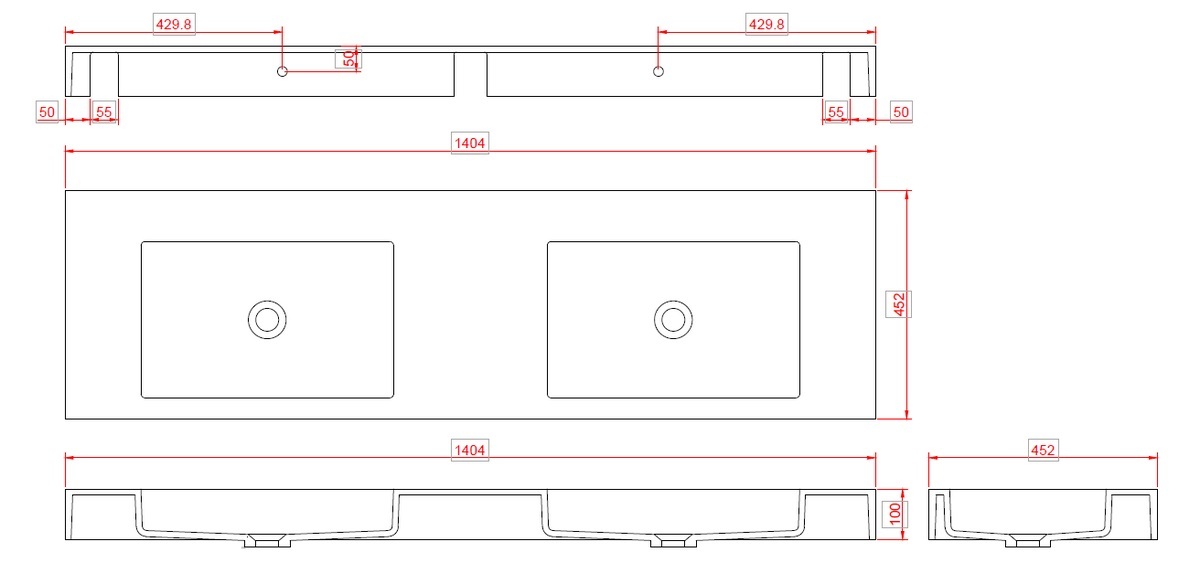 Раковина 140 см ArmadiArt Flat 888-140