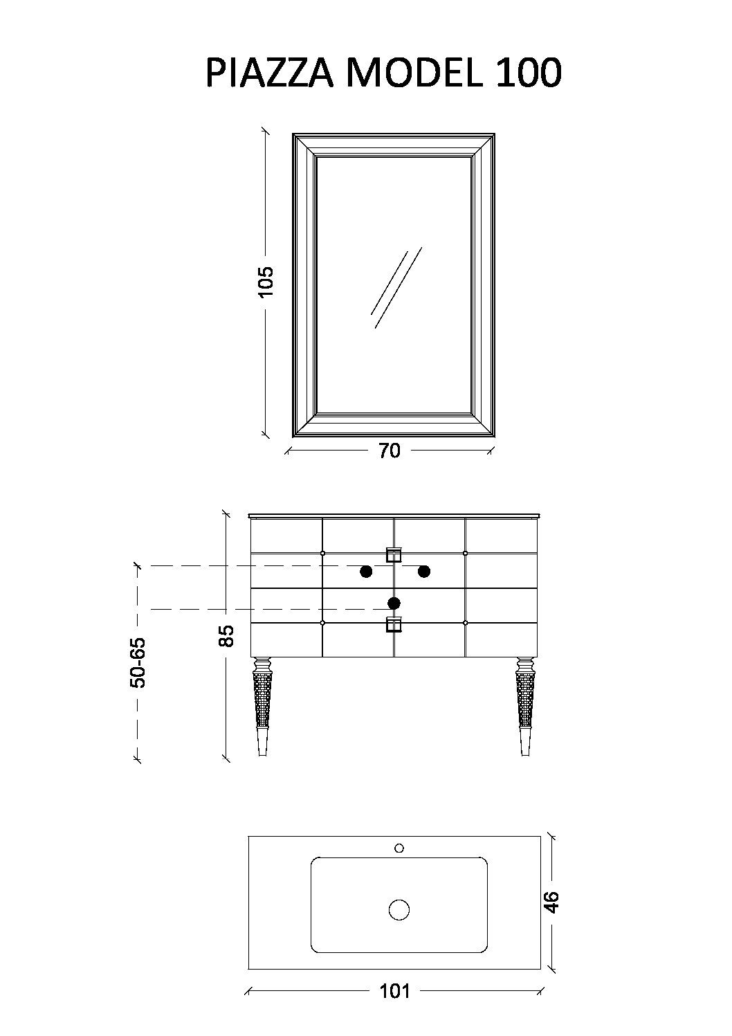 Тумба под раковину 100 см ArmadiArt Vallessi Avantgarde Piazza 841-100-WCR