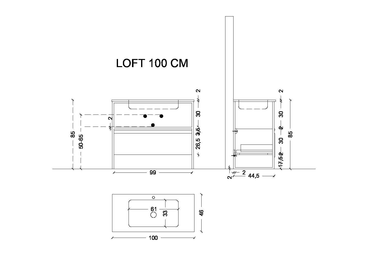 Тумба под консоль 100 см ArmadiArt Loft 894-100-D