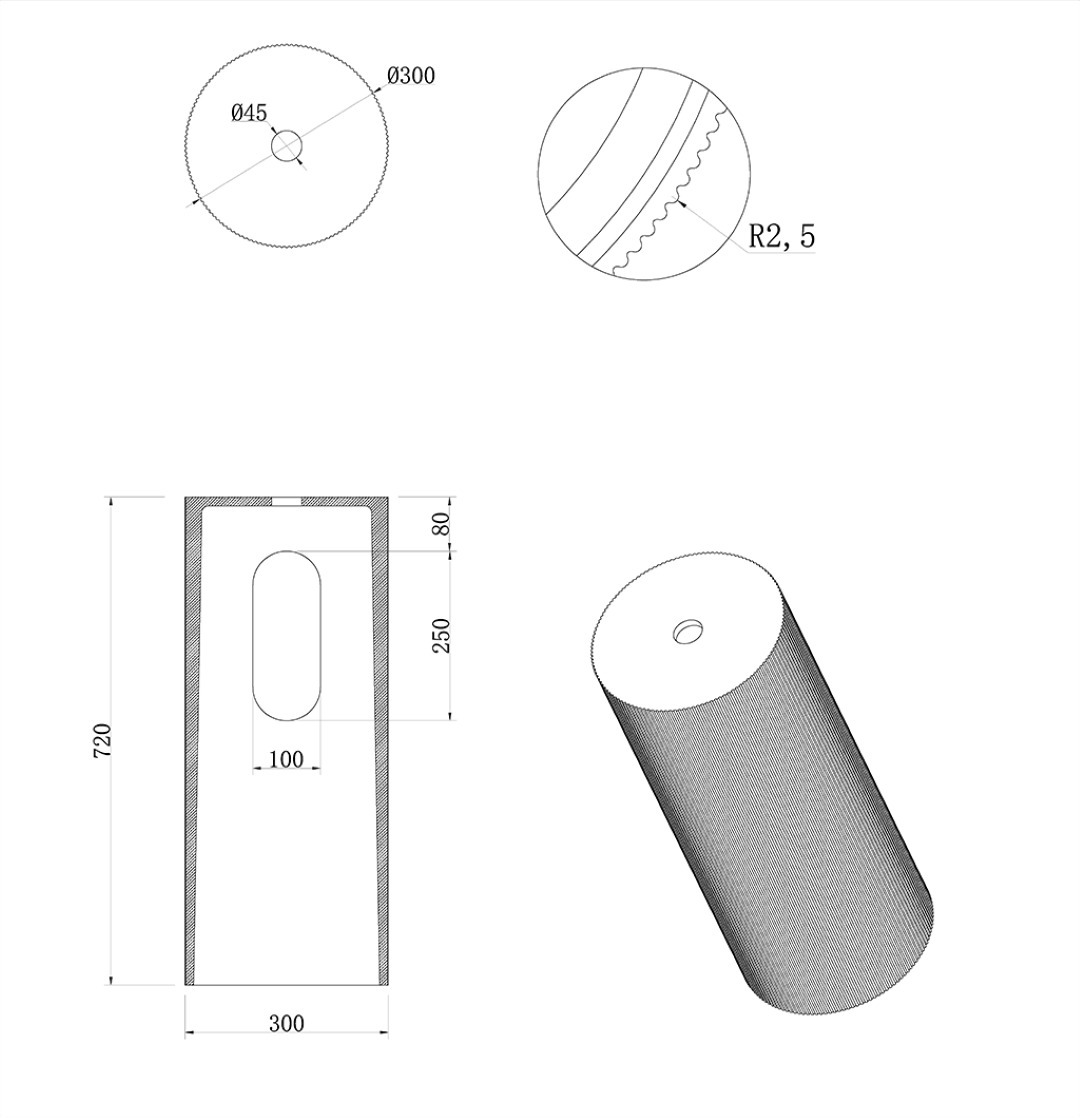 Пьедестал для раковины Ø30 см ArmadiArt Sole Corian 801-Base-Rib-A