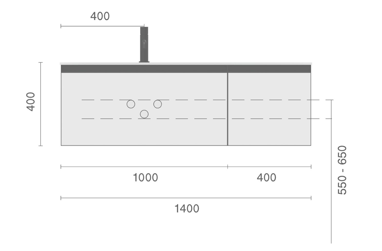 Тумба под раковину 140 см ArmadiArt Quatro 2 790-M2-140-W-A