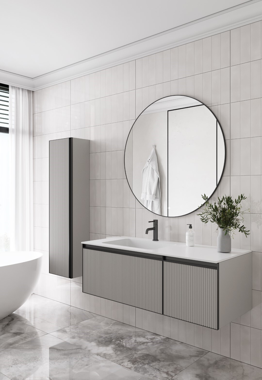Тумба под раковину 120 см ArmadiArt Quatro 2 790-M2-120-L-RIB-A