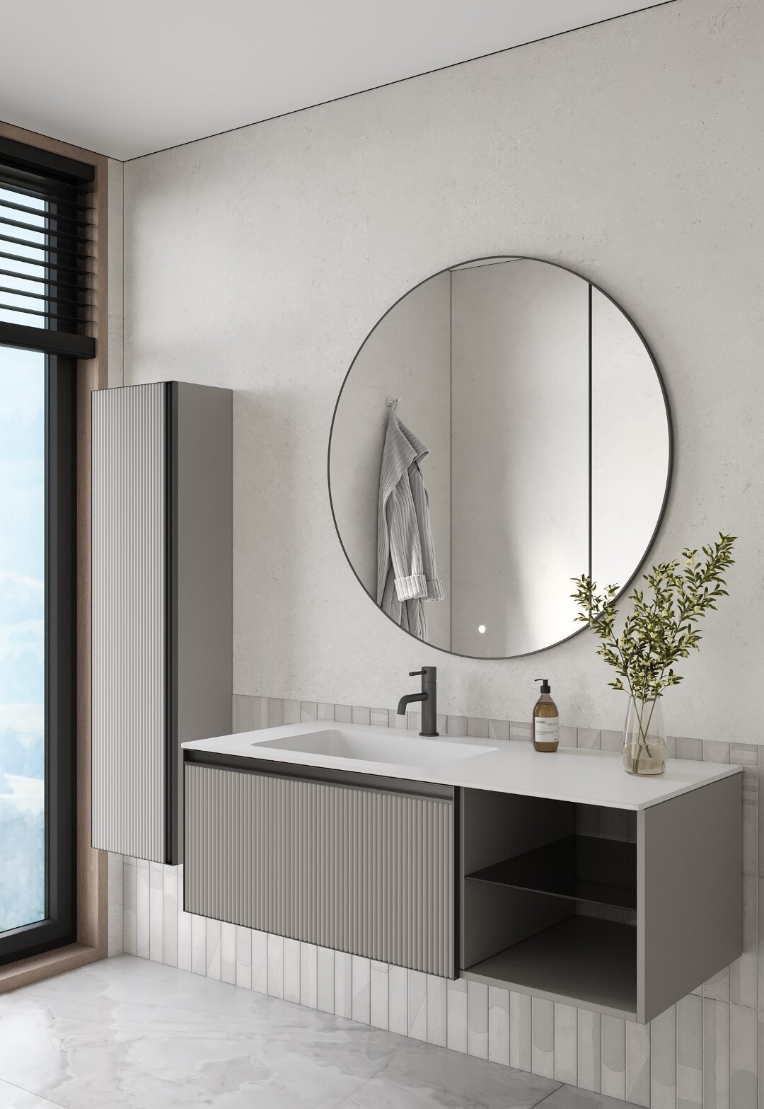 Тумба с раковиной 120 см ArmadiArt Quatro 790-M6-120-L-RIB-A/793-120-W-A